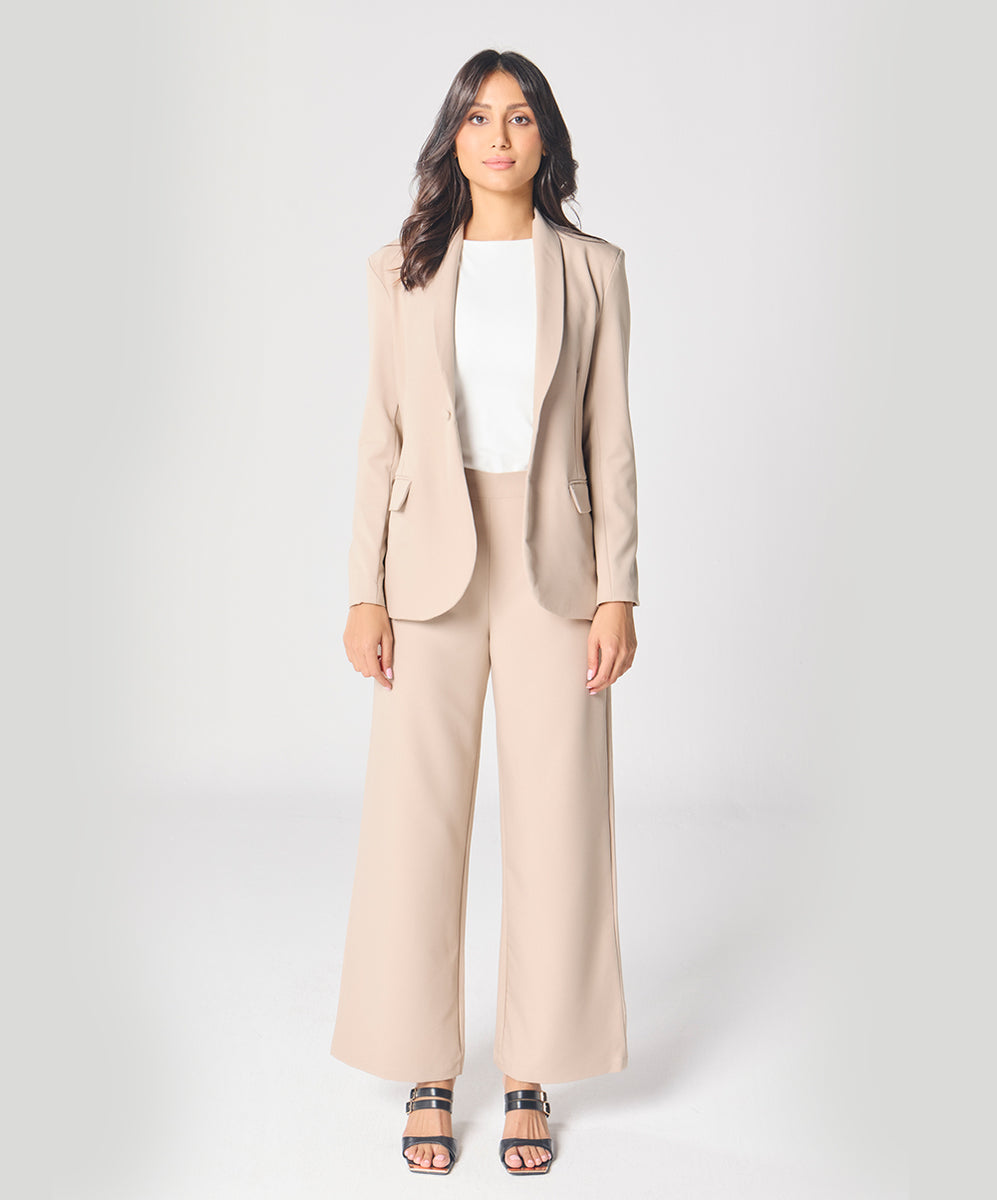 Beige Flared Formal Pant – Zigzag