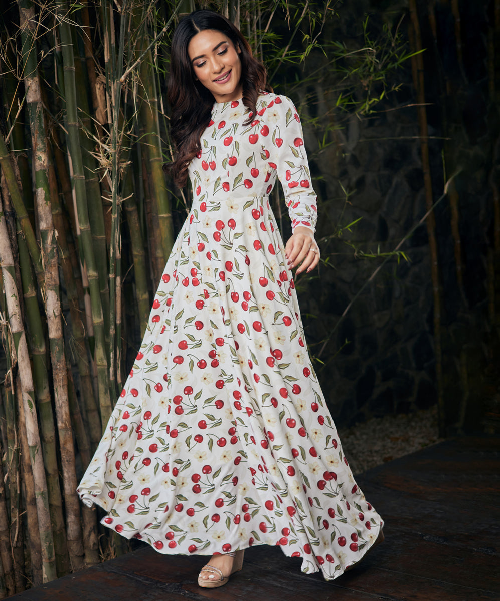 Escapade Lace Trim Maxi Dress Cherry