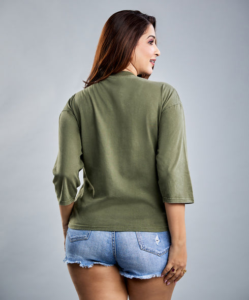Olive Three-Quarter Sleeve T-Shirt