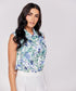 Floral Printed Cowl Neck Satin Top