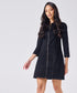 Black Denim Dress With A Front Zipper