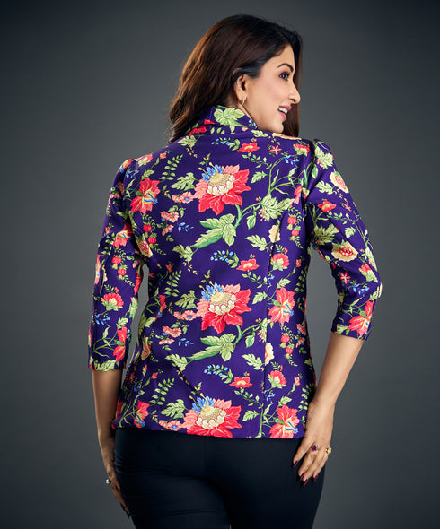 Fire Flower Printed Floral Blazer