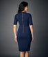 Half Sleeve Panel Bodycon Blue Dress