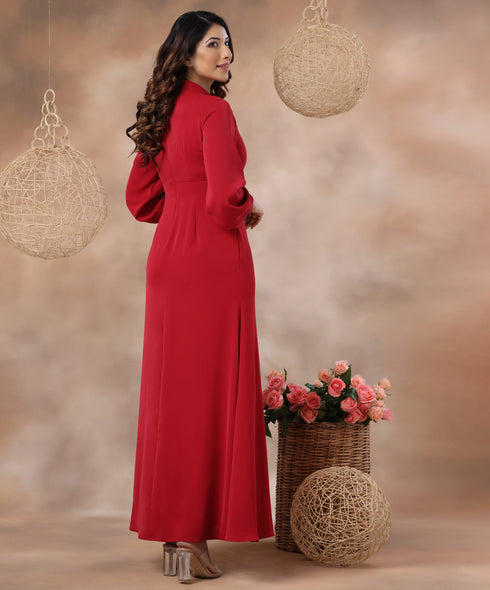 Long Sleeve High Neck Maxi Dress