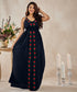 Embroidered Strappy Blue Maxi