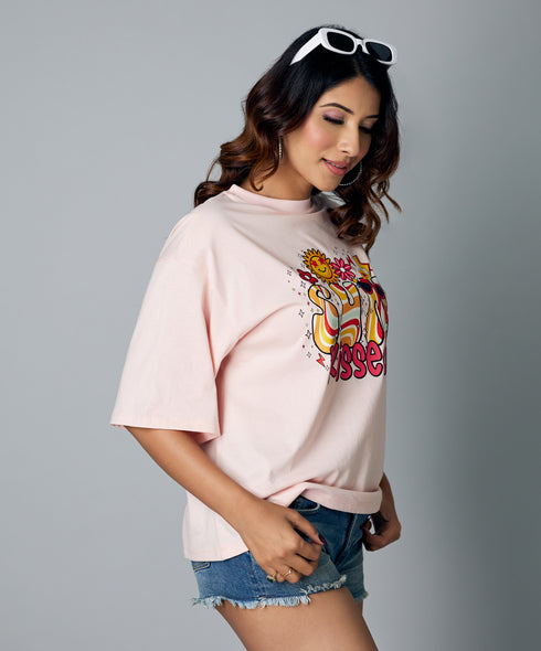 Sun Kissed Oversize Light Pink Tshirt