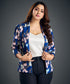 Pink And Blue Printed Floral Blazer