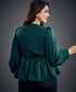 Long Sleeve Vneck Green Satin Top