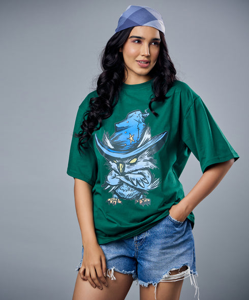 Angry Owl Printed Oversized Tshirt