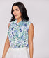 Floral Printed Cowl Neck Satin Top