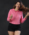 Long Sleeve Cropped Pink Hoodie