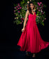 Bustier Hot Pink Chiffon Maxi Dress