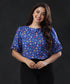 Half Sleeve Detailed Printed Blue Top