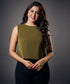 Sleeveless Basic Solid Olive Chiffon Top