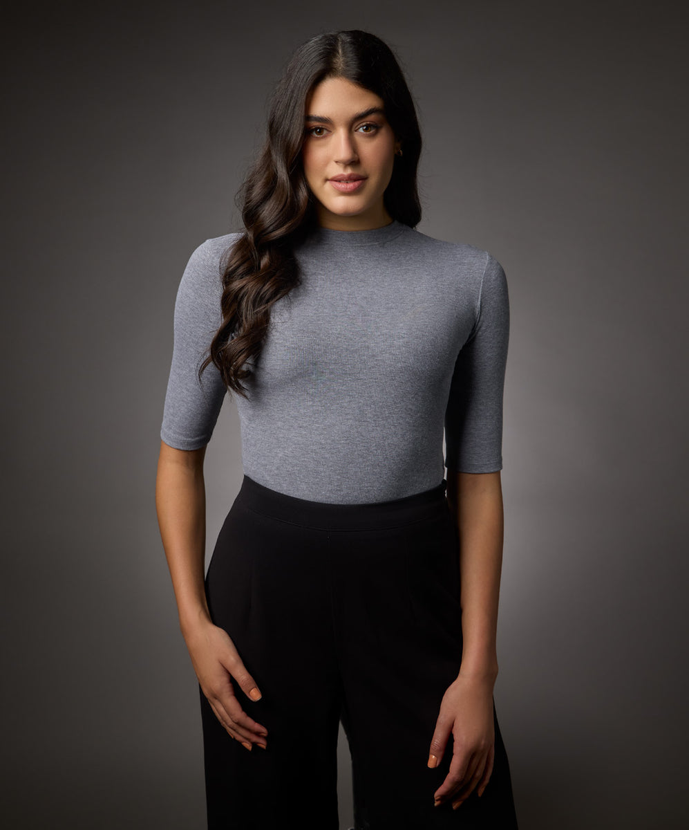High neck rib top - Skyway