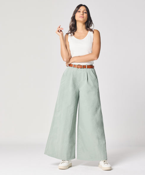Flare Light Blue Twill Pant