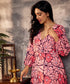 Floral Print Lantern Sleeve Pink Dress