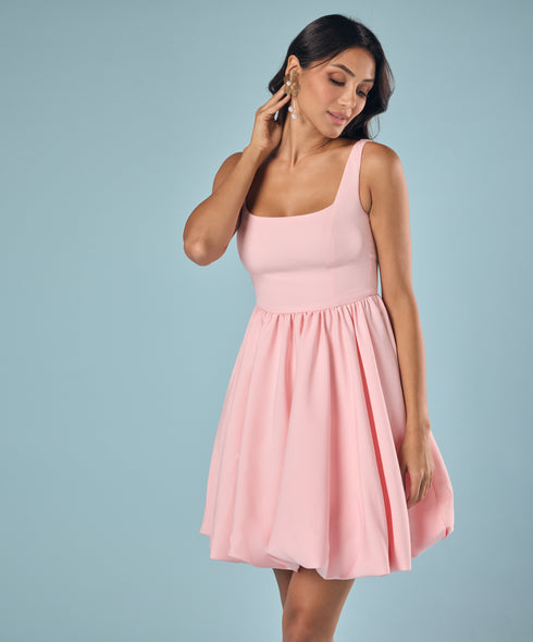 Scoop Neck Mini Baloon Dress