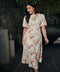 Balloon Sleeve Printed Midi Summer Dress