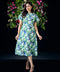 Puffed Sleeves Bold Printed Chiffon Dress
