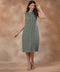 Sleeveless Linen Olive Green Kurtha Dress