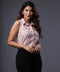 Sleeveless Classic Collared Shirt Pink Blouse