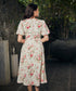 Balloon Sleeve Printed Midi Summer Dress