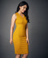 Vneck Sleeveless Bodycon Mustard Dress