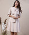 Solid Sweet Neck Tie Flared Dress