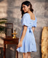 Off-Shoulder Tie-Back Blue Dress