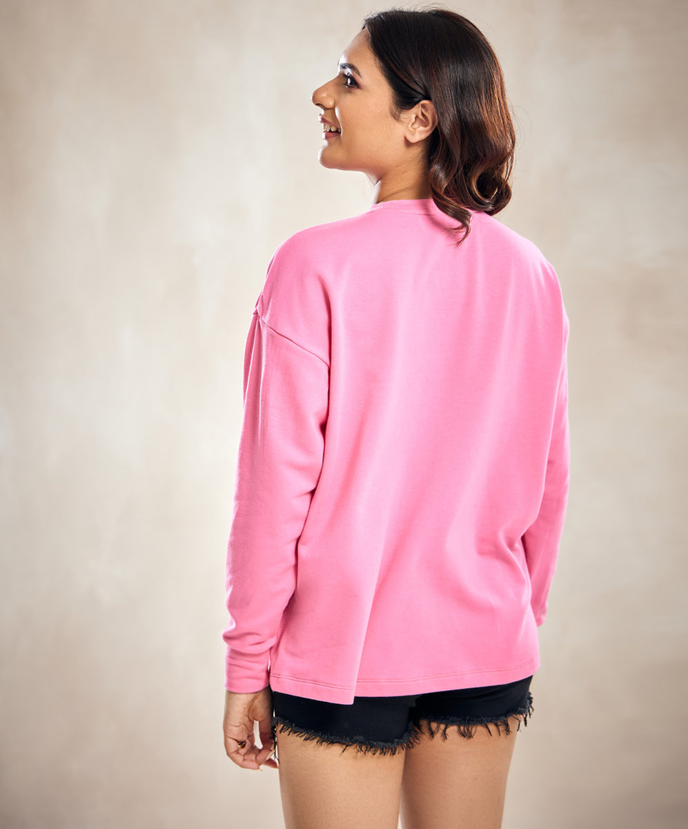Soft Knit Jersey Long Sleeve Tee in Pink