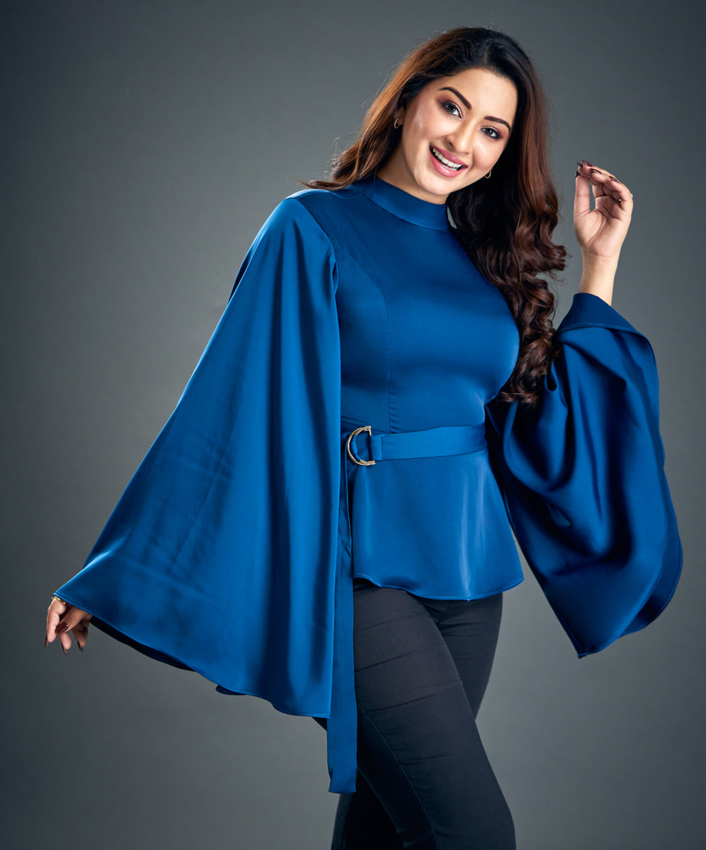 Pasion Satin Blouse Dark Blue