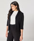 Curved Label Collared Classic Jacket- Black