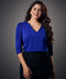 Neck Scalloped Half Sleeve Blue Top