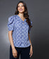 Chiffon Blue Vneck Top