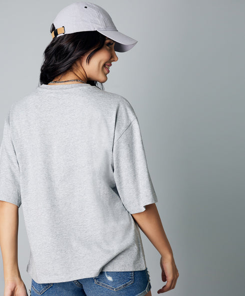 Stay Groovy Oversize Gray Marl Tshirt