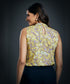 Sleeveless Printed Satin Top-Yellow Print