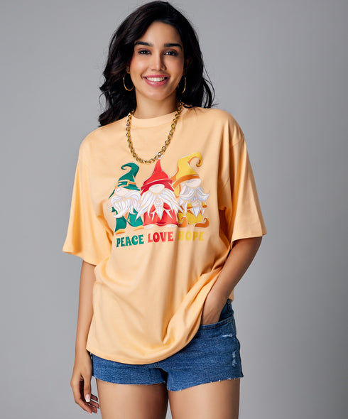 Oversize Orange Peace Love Hope Tshirt