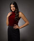 High Neck Sleeveless Velvet Top- Maroon