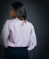 High Neck Long Sleeve Button Detailed Satin Top-Light Purple