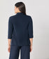 Curved Label Collared Classic Jacket- Navy Blue