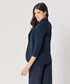 Curved Label Collared Classic Jacket- Navy Blue
