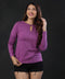 Long Sleeve Front Detailed Purple Tshirt