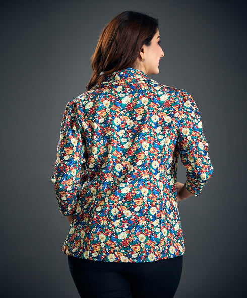 Multi-Colored Floral Printed Blazer