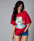 Oversize Maroon Printed Tshirt