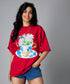 Oversize Maroon Printed Tshirt