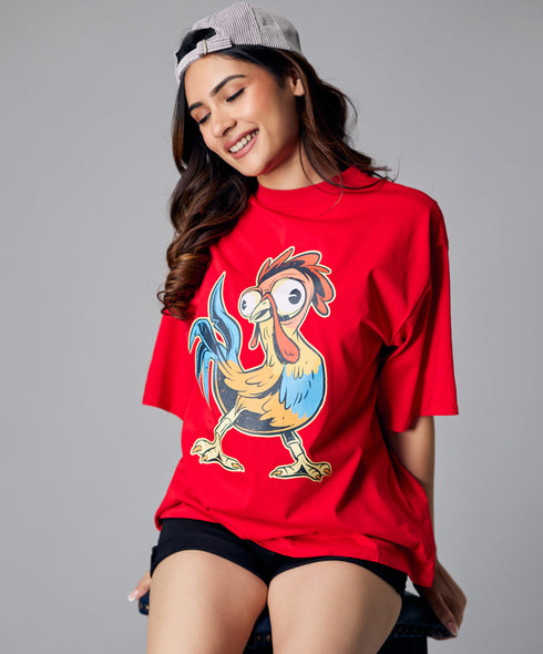 Oversize Red Chick Tshirt