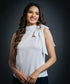 Neck Bow Tie Sleeveless Top-White