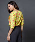 Yellow Printed Half Sleeve Vneck Top