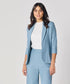 Curved Label Collared Classic Jacket- Light Blue